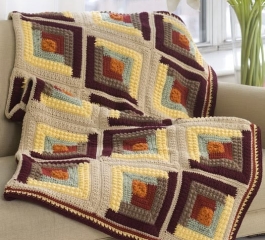 Autumn Log Cabin Throw Crochet