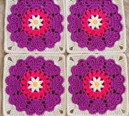 Heart Petal Mandala Crochet Square